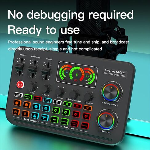 Audio Interface Live Sound Card Audio Recording Desktop Singing Sound Card Mixer BT Wireless Plug and Play Intelligent Noise Reduction Built-in Rechargeable Battery in Saudi Arabia