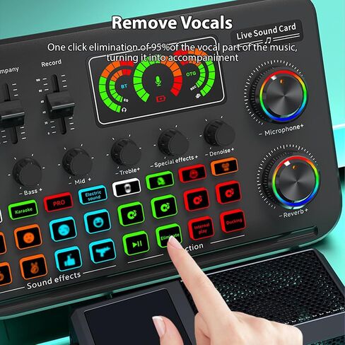 Audio Interface Live Sound Card Audio Recording Desktop Singing Sound Card Mixer BT Wireless Plug and Play Intelligent Noise Reduction Built-in Rechargeable Battery in Saudi Arabia