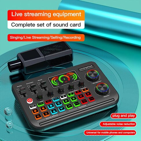 Audio Interface Live Sound Card Audio Recording Desktop Singing Sound Card Mixer BT Wireless Plug and Play Intelligent Noise Reduction Built-in Rechargeable Battery in Saudi Arabia
