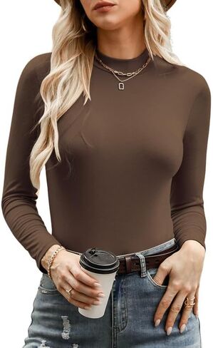 Marvmys Womens 2 Pack Turtleneck Long Sleeve Shirts Lightweight Basic Slim Fit Soft Thermal Underwear Tops XS-2XL in Kuwait