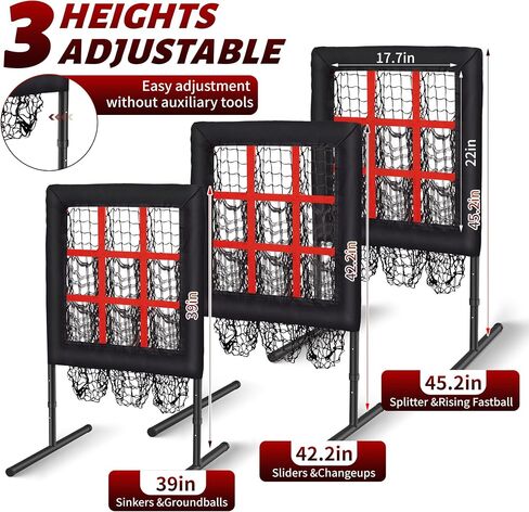 Baseball/Softball Pitching Net with Strike Zone - 9 Hole Pitching Target, Height Adjustable Practice Net for Baseball Training, Includes Carrying Bag, 4 Ground Stakes & 2 Sandbags in Saudi Arabia