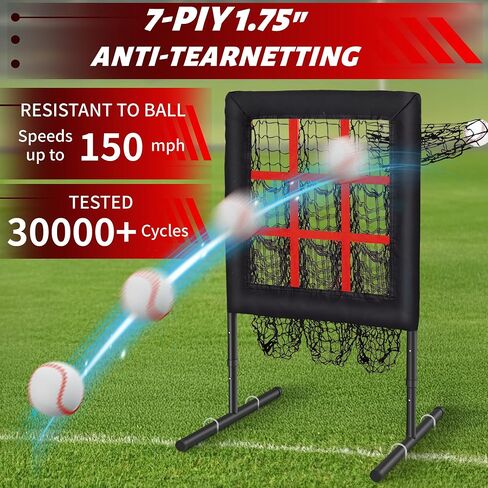 Baseball/Softball Pitching Net with Strike Zone - 9 Hole Pitching Target, Height Adjustable Practice Net for Baseball Training, Includes Carrying Bag, 4 Ground Stakes & 2 Sandbags in Saudi Arabia