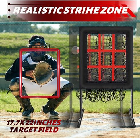 Baseball/Softball Pitching Net with Strike Zone - 9 Hole Pitching Target, Height Adjustable Practice Net for Baseball Training, Includes Carrying Bag, 4 Ground Stakes & 2 Sandbags in Saudi Arabia