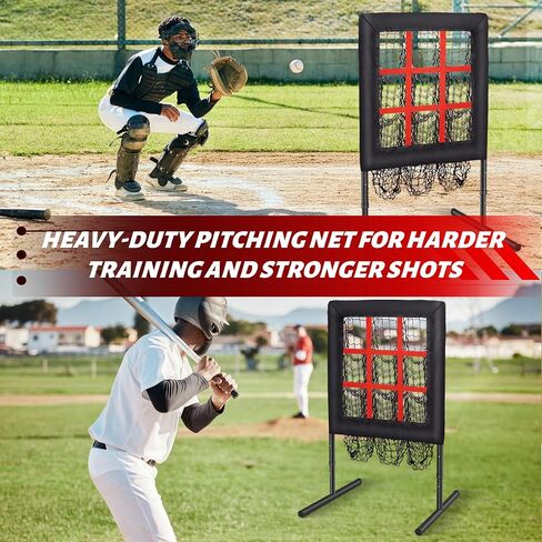 Baseball/Softball Pitching Net with Strike Zone - 9 Hole Pitching Target, Height Adjustable Practice Net for Baseball Training, Includes Carrying Bag, 4 Ground Stakes & 2 Sandbags in Saudi Arabia