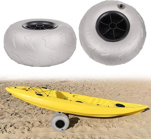 Beach Balloon Wheels 2 Pack Beach Cart Tires PVC Replacement Sand Tires Inflatable Sand Wheels Big Cart Wheel for Kayak Dolly Canoe Dolly Buggy Wagon, 88lbs Load Capacity in Saudi Arabia