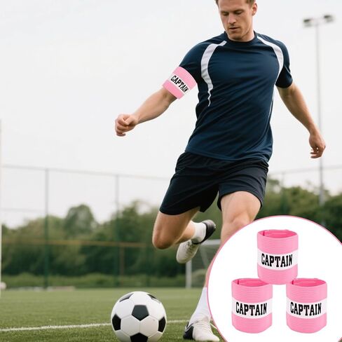 3pcs Captain Armbands Soccer, 30x9cm/11.81x3.54in Adjustable Breathable Leader Football Soccer Team Junior Arm Bands Kids (Pink, Style 1) in Saudi Arabia