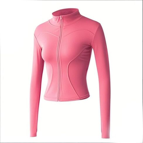 Women's Slim Fit Lightweight Athletic Jacket Running Zip-Up Track Coat with Thumb Hole Cuffs in Saudi Arabia