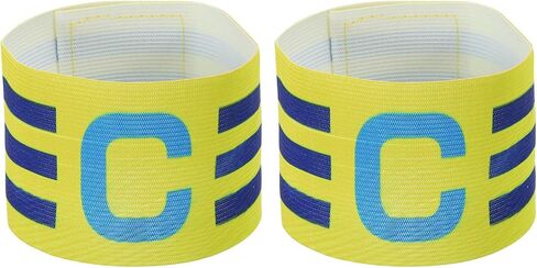 12.2x2.5 Soccer Captain C Armband, 2 Pack Nylon Unisex Elastic Arm Badge Adjustable for Youth Adult Team Training, Yellow in Saudi Arabia