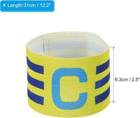 12.2x2.5 Soccer Captain C Armband, 2 Pack Nylon Unisex Elastic Arm Badge Adjustable for Youth Adult Team Training, Yellow in Saudi Arabia
