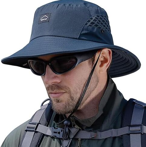 Summer Sun Hat for Men – Breathable Wide-Brim Bucket Hat, UV Protection & Lightweight Design, Ideal for Fishing, Hiking, Beach & Outdoor Travel(Dark Gray) in Saudi Arabia