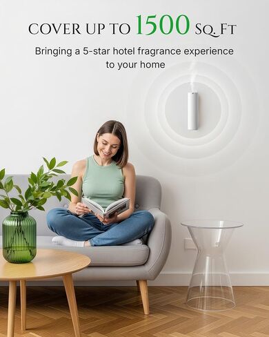 Scent Diffuser Starter Kit – Waterless Essential Oil Diffuser for Home, 1500 Sq.Ft Coverage Scent Air Machine, Smart Auto Mode Hotel Collection Diffuser with Cold Air Tech (Black) in Kuwait