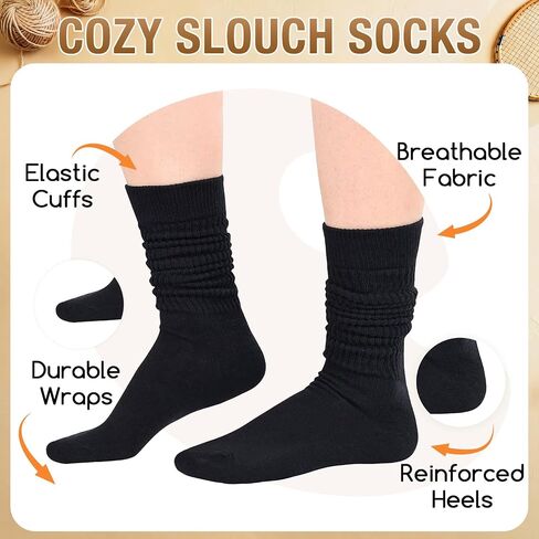 Zmart Colorful Slouch Socks For Women Girls, Scrunch Socks Women, Cotton Long High Tube Socks 4-5 Pack in Saudi Arabia