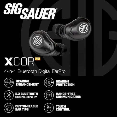AXIL x SIG SAUER XCOR PRO Ear Buds - Hearing Enhancement & Protection - Dust & Water Resistant - Shooting Noise Reduction Bluetooth Earbuds with Touch Control - 27-29 dB SNR/21-23 dB NRR in Kuwait