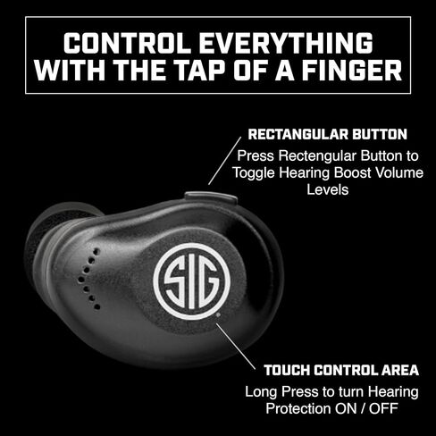 AXIL x SIG SAUER XCOR PRO Ear Buds - Hearing Enhancement & Protection - Dust & Water Resistant - Shooting Noise Reduction Bluetooth Earbuds with Touch Control - 27-29 dB SNR/21-23 dB NRR in Kuwait