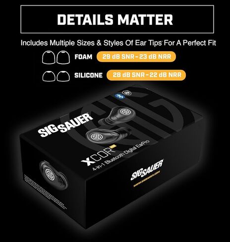 AXIL x SIG SAUER XCOR PRO Ear Buds - Hearing Enhancement & Protection - Dust & Water Resistant - Shooting Noise Reduction Bluetooth Earbuds with Touch Control - 27-29 dB SNR/21-23 dB NRR in Kuwait
