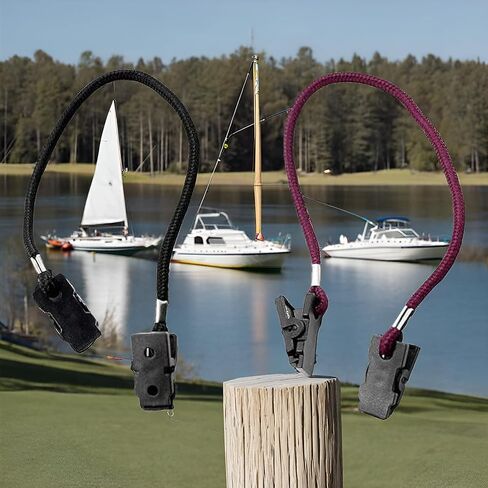2 Pcs Safety Wind Lanyard Cord Clips for Sports Fishing Boating Uv Sun Hat Cap Clever (Black,Red) in Saudi Arabia