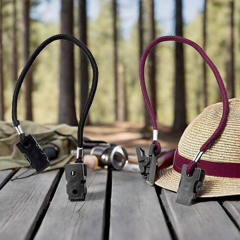 2 Pcs Safety Wind Lanyard Cord Clips for Sports Fishing Boating Uv Sun Hat Cap Clever (Black,Red) in Saudi Arabia
