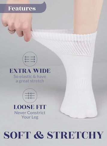 Hugh Ugoli Cotton Cotton Courbetic Colecle Socks ، Wide ، فضفاض ، مسدود ، إصبع القدم غير الملحوم ، نصف سادة غير ملزمة ، 3-6 أزواج in Kuwait