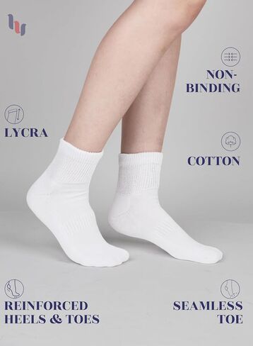 Hugh Ugoli Cotton Cotton Courbetic Colecle Socks ، Wide ، فضفاض ، مسدود ، إصبع القدم غير الملحوم ، نصف سادة غير ملزمة ، 3-6 أزواج in Kuwait
