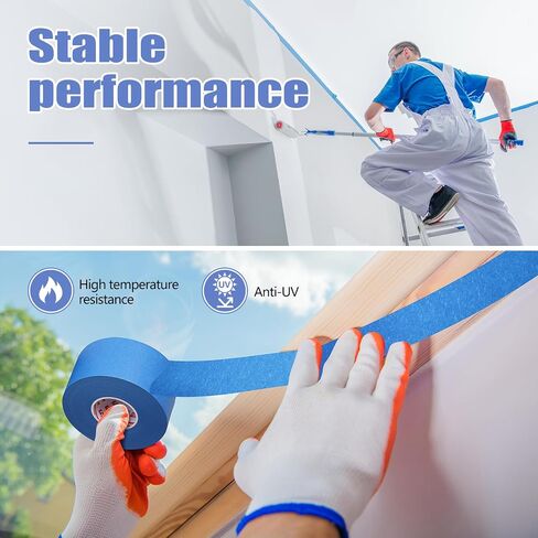 6 Rolls Painters Tape 2inch Wide Blue Painters Tape 1.89inch × 55 Yd Blue Masking Tape for Home Improvement Window Masking Furniture DIY Marking, General Purpose in Saudi Arabia