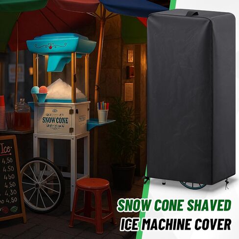 Commercial Shaved Ice Machine Cover 20"L x 14"W x 48"H Heavy-Duty Waterproof Outdoor Protector for Snow Cone Cart Cover with UV Resistant Coating Black in Saudi Arabia