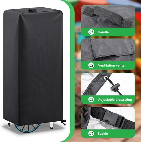 Commercial Shaved Ice Machine Cover 20"L x 14"W x 48"H Heavy-Duty Waterproof Outdoor Protector for Snow Cone Cart Cover with UV Resistant Coating Black in Saudi Arabia