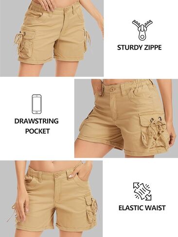 Cargo Hiking Shorts for Women Safari Lightweight for Athletic Outdoor Quick Dry Stretch Waist with Pockets in Saudi Arabia