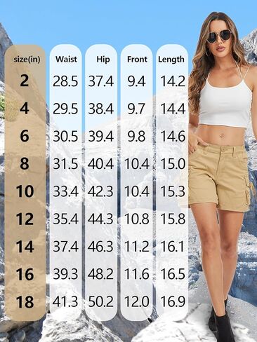 Cargo Hiking Shorts for Women Safari Lightweight for Athletic Outdoor Quick Dry Stretch Waist with Pockets in Saudi Arabia