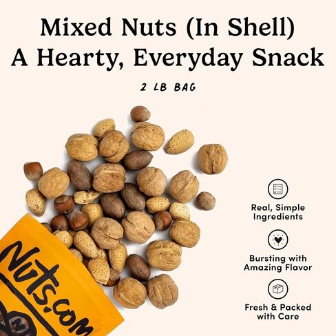 Nuts.com – Mixed Nuts in Shell – 2 Lb Bag, Healthy Snack Sampler, Includes Premium Walnuts, Almonds, Hazelnuts, Pecans & Brazil Nuts – Good Source of Protein, Fiber & Omega-3 in Saudi Arabia