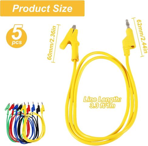 5PCS Test Hook Clips Silicone Test Leads, 20 AWG Multimeter Electrical Test Dual Lead Test Hook Clips for Electronic, Component, Testing Connecting in Saudi Arabia