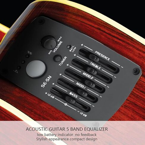 Acoustic Guitar Tuner, 5 Band EQ Equalizer, Precision Tuning, Easy Installation, Battery Compartment Design for Professional Musicians, Guitar Enthusiasts, Students, Stage Performa in Saudi Arabia