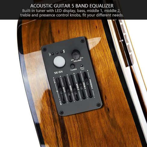 Acoustic Guitar Tuner, 5 Band EQ Equalizer, Precision Tuning, Easy Installation, Battery Compartment Design for Professional Musicians, Guitar Enthusiasts, Students, Stage Performa in Saudi Arabia