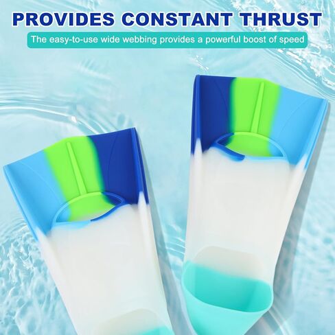 Kids Swim Fins, Short Fins Swimming Flippers for Lap Swimming Training and Diving, Size Suitable Beginners Kids Girls Boys Adults in Kuwait