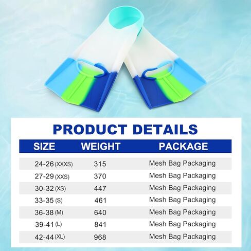 Kids Swim Fins, Short Fins Swimming Flippers for Lap Swimming Training and Diving, Size Suitable Beginners Kids Girls Boys Adults in Kuwait