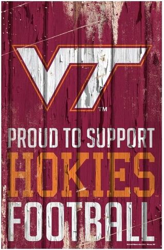 WinCraft NCAA Virginia Tech Hokies SignWood Proud to Support Design, Team Color, 11x17 in Saudi Arabia