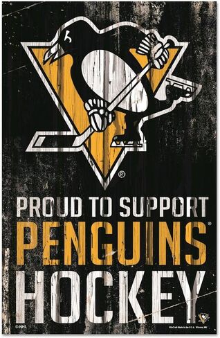 Wincraft NHL Pittsburgh Penguins SignWood Proud to Support Design, Team Color, 11x17 in Saudi Arabia