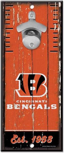 NFL Cincinnati Bengals Bottle Opener5x11 Wood Sign Bottle Opener, Team Colors, 5"x11" in Saudi Arabia