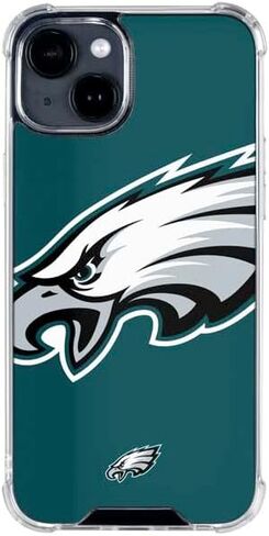 حافظة هاتف Skinit الشفافة متوافقة مع iPhone 15 Plus - تصميم شعار NFL Philadelphia Eagles Retro مرخص رسميًا in Saudi Arabia