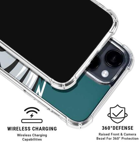 حافظة هاتف Skinit الشفافة متوافقة مع iPhone 15 Plus - تصميم شعار NFL Philadelphia Eagles Retro مرخص رسميًا in Saudi Arabia