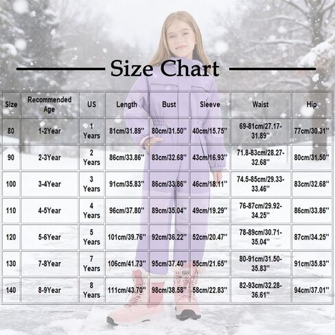 Kids Snow Suit for Boys Girls Insulated Ski Suit Windproof Waterproof Snowsuit Baby Jumpsuit Size 1-9 Years in Saudi Arabia