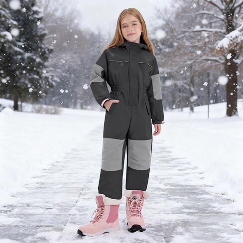 Kids Snow Suit for Boys Girls Insulated Ski Suit Windproof Waterproof Snowsuit Baby Jumpsuit Size 1-9 Years in Saudi Arabia