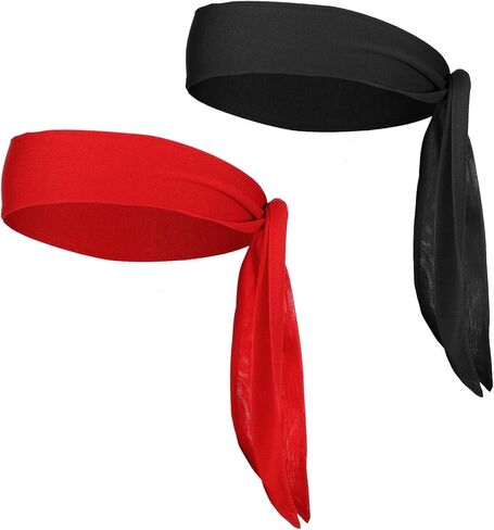 Karate Headband, 2 Pcs Ninja Headband, Tie Headbands for Women, Men, Sports, Running, Tennis, Yoga, and Soccer (Black & Blue) in Kuwait