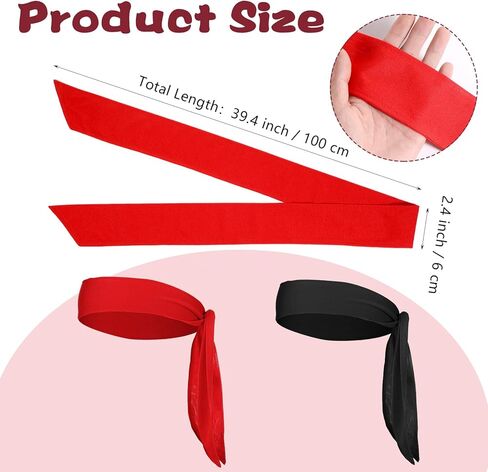 Karate Headband, 2 Pcs Ninja Headband, Tie Headbands for Women, Men, Sports, Running, Tennis, Yoga, and Soccer (Black & Blue) in Kuwait