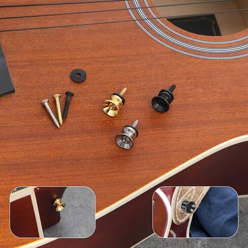6 قطع من حزام الجيتار، قفل بزر مع قفل مرن، كتل حزام الجيتار، دبابيس أقفال مع براغي تثبيت، دبابيس نهاية معدنية مضادة للانزلاق، ملحقات أجزاء الموسيقى للقيثارات باس القيثارة in Saudi Arabia