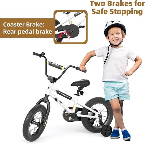 دراجة أطفال 67i BMX مع عجلات تدريب مقاس 12/14/16 بوصة للأطفال الأولاد والبنات بعمر 3-8 سنوات بإطار فولاذي متين قابل للتعديل ومقعد فرامل Bicicleta para Niños in Kuwait