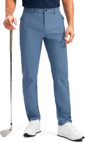 Men's Golf Pants - 30"/32"/34" Slim Fit Stretch Lightweight Dress Pants for Men with Zipper Pockets Casual Work(Slate Blue,W38 L32) in Saudi Arabia