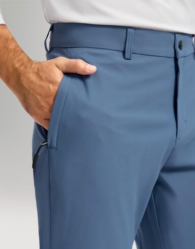 Men's Golf Pants - 30"/32"/34" Slim Fit Stretch Lightweight Dress Pants for Men with Zipper Pockets Casual Work(Slate Blue,W38 L32) in Saudi Arabia