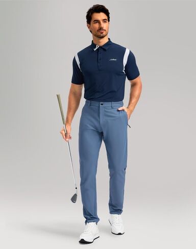 Men's Golf Pants - 30"/32"/34" Slim Fit Stretch Lightweight Dress Pants for Men with Zipper Pockets Casual Work(Slate Blue,W38 L32) in Saudi Arabia