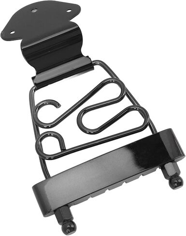 Trapeze Tailpiece Adjustable Height Rusts Resistant Metal Polished Silver Finish for Archtop Jazz Guitars Easy Installation (Black) in Saudi Arabia