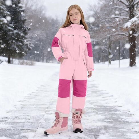 Snow Suit for Teen Girls Boys Ski Bib Winter One Piece Snowsuit Overalls Waterproof Snowboard Fleece Warm Jumpsuits in Saudi Arabia